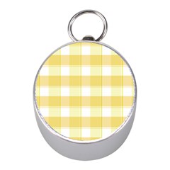 White and yellow plaids Mini Silver Compasses