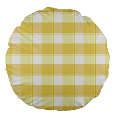 White and yellow plaids Large 18  Premium Flano Round Cushions