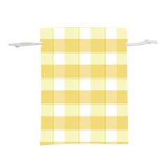 White and yellow plaids Lightweight Drawstring Pouch (L)