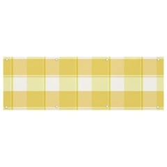 White and yellow plaids Banner and Sign 9  x 3 