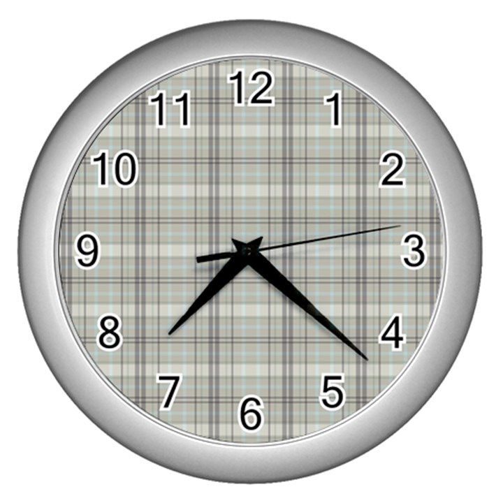 Winter gray plaids Wall Clock (Silver)