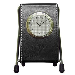 Winter Gray Plaids Pen Holder Desk Clock by ConteMonfrey