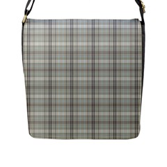 Winter Gray Plaids Flap Closure Messenger Bag (l) by ConteMonfrey