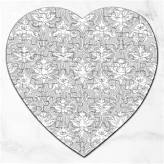 Grey Lace Decorative Ornament - Pattern 14th And 15th Century - Italy Vintage Jigsaw Puzzle (heart) by ConteMonfrey