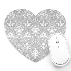 Grey Lace Decorative Ornament - Pattern 14th And 15th Century - Italy Vintage Heart Mousepads by ConteMonfrey