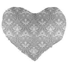 Grey Lace Decorative Ornament - Pattern 14th And 15th Century - Italy Vintage Large 19  Premium Flano Heart Shape Cushions by ConteMonfrey