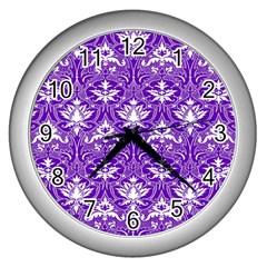 Purple Lace Decorative Ornament - Pattern 14th And 15th Century - Italy Vintage  Wall Clock (silver) by ConteMonfrey