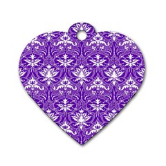 Purple Lace Decorative Ornament - Pattern 14th And 15th Century - Italy Vintage  Dog Tag Heart (two Sides) by ConteMonfrey