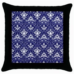 Blue Lace Decorative Ornament - Pattern 14th And 15th Century - Italy Vintage  Throw Pillow Case (black) by ConteMonfrey