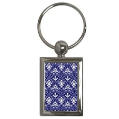 Blue Lace Decorative Ornament - Pattern 14th And 15th Century - Italy Vintage  Key Chain (rectangle) by ConteMonfrey