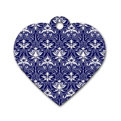 Blue Lace Decorative Ornament - Pattern 14th And 15th Century - Italy Vintage  Dog Tag Heart (one Side) by ConteMonfrey