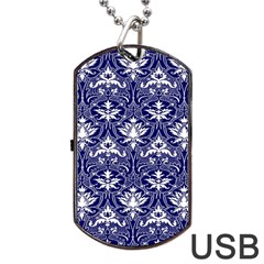 Blue Lace Decorative Ornament - Pattern 14th And 15th Century - Italy Vintage  Dog Tag Usb Flash (two Sides) by ConteMonfrey