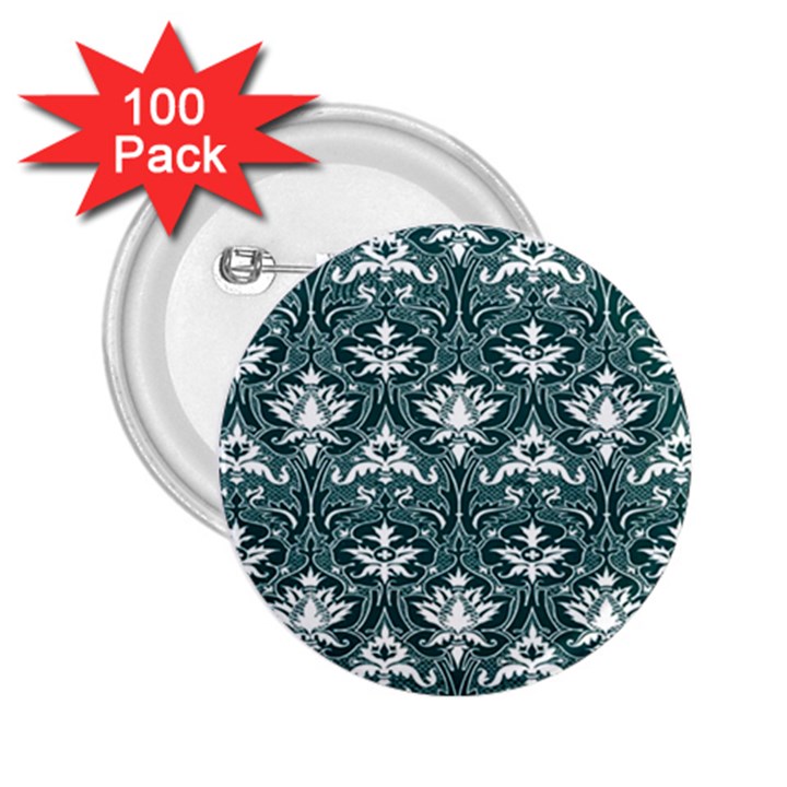 Green  Lace Decorative Ornament - Pattern 14th And 15th Century - Italy Vintage  2.25  Buttons (100 pack) 