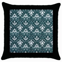 Green  Lace Decorative Ornament - Pattern 14th And 15th Century - Italy Vintage  Throw Pillow Case (black) by ConteMonfrey