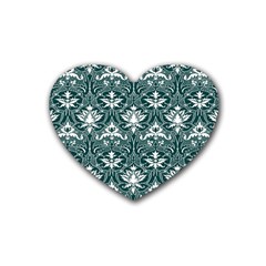 Green  Lace Decorative Ornament - Pattern 14th And 15th Century - Italy Vintage  Rubber Coaster (heart) by ConteMonfrey