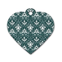 Green  Lace Decorative Ornament - Pattern 14th And 15th Century - Italy Vintage  Dog Tag Heart (two Sides) by ConteMonfrey