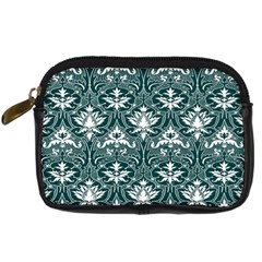 Green  Lace Decorative Ornament - Pattern 14th And 15th Century - Italy Vintage  Digital Camera Leather Case by ConteMonfrey