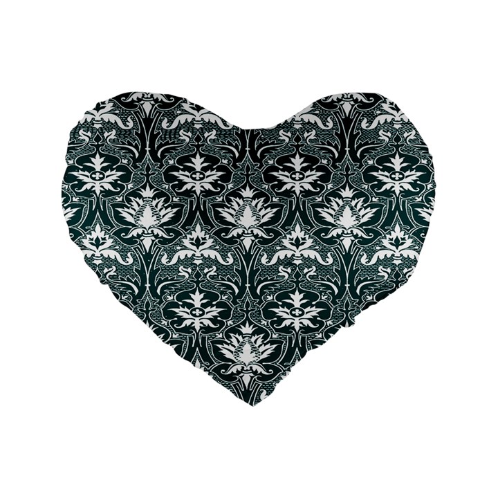 Green  Lace Decorative Ornament - Pattern 14th And 15th Century - Italy Vintage  Standard 16  Premium Heart Shape Cushions