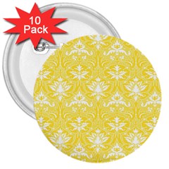 Yellow Lace Decorative Ornament - Pattern 14th And 15th Century - Italy Vintage  3  Buttons (10 Pack)  by ConteMonfrey