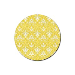 Yellow Lace Decorative Ornament - Pattern 14th And 15th Century - Italy Vintage  Rubber Round Coaster (4 Pack) by ConteMonfrey