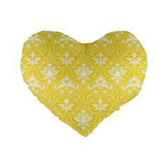 Yellow Lace Decorative Ornament - Pattern 14th And 15th Century - Italy Vintage  Standard 16  Premium Heart Shape Cushions by ConteMonfrey