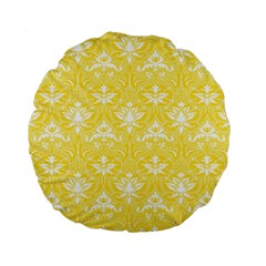 Yellow Lace Decorative Ornament - Pattern 14th And 15th Century - Italy Vintage  Standard 15  Premium Flano Round Cushions by ConteMonfrey