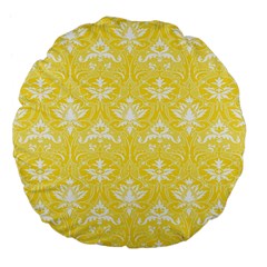 Yellow Lace Decorative Ornament - Pattern 14th And 15th Century - Italy Vintage  Large 18  Premium Flano Round Cushions by ConteMonfrey