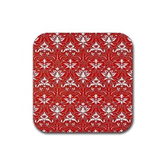 Red  Lace Decorative Ornament - Pattern 14th And 15th Century - Italy Vintage Yellow Lace Decorative Ornament - Pattern 14th And 15th Century - Italy Vintage  Rubber Coaster (Square)