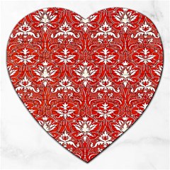 Red  Lace Decorative Ornament - Pattern 14th And 15th Century - Italy Vintage Yellow Lace Decorative Ornament - Pattern 14th And 15th Century - Italy Vintage  Jigsaw Puzzle (Heart)