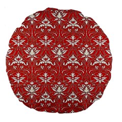 Red  Lace Decorative Ornament - Pattern 14th And 15th Century - Italy Vintage Yellow Lace Decorative Ornament - Pattern 14th And 15th Century - Italy Vintage  Large 18  Premium Flano Round Cushions by ConteMonfrey