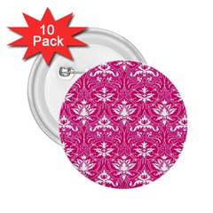 Pink  Lace Decorative Ornament - Pattern 14th And 15th Century - Italy Vintage 2 25  Buttons (10 Pack)  by ConteMonfrey