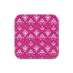 Pink  Lace Decorative Ornament - Pattern 14th And 15th Century - Italy Vintage Rubber Square Coaster (4 Pack) by ConteMonfrey