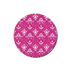 Pink  Lace Decorative Ornament - Pattern 14th And 15th Century - Italy Vintage Rubber Coaster (round) by ConteMonfrey