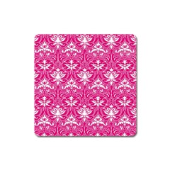 Pink  Lace Decorative Ornament - Pattern 14th And 15th Century - Italy Vintage Square Magnet by ConteMonfrey