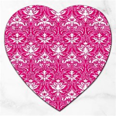 Pink  Lace Decorative Ornament - Pattern 14th And 15th Century - Italy Vintage Jigsaw Puzzle (heart) by ConteMonfrey