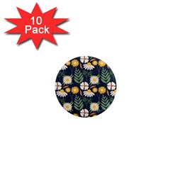 Flower Grey Pattern Floral 1  Mini Magnet (10 Pack) 