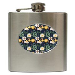 Flower Grey Pattern Floral Hip Flask (6 Oz)