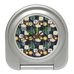 Flower Grey Pattern Floral Travel Alarm Clock