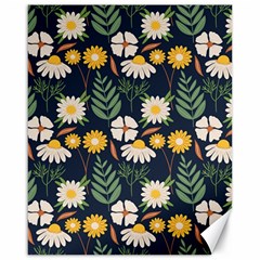 Flower Grey Pattern Floral Canvas 16  X 20  by Dutashop