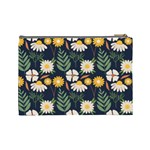 Flower Grey Pattern Floral Cosmetic Bag (Large) Back