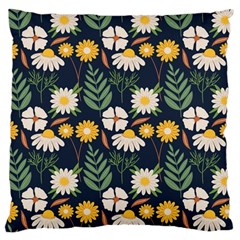 Flower Grey Pattern Floral Large Cushion Case (two Sides) by Dutashop