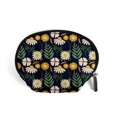 Flower Grey Pattern Floral Accessory Pouch (small) by Dutashop