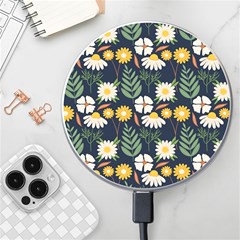 Flower Grey Pattern Floral Wireless Charger by Dutashop