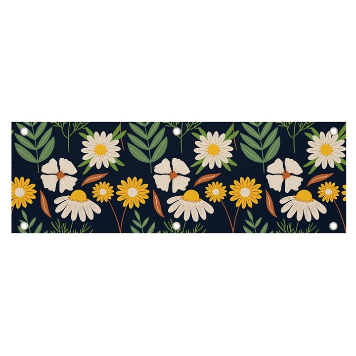 Flower Grey Pattern Floral Banner and Sign 6  x 2 