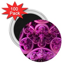 Fractal-math-geometry-visualization Pink 2 25  Magnets (100 Pack)  by Pakrebo