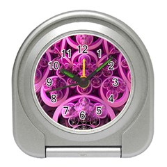 Fractal-math-geometry-visualization Pink Travel Alarm Clock by Pakrebo