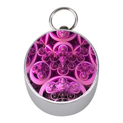 Fractal-math-geometry-visualization Pink Mini Silver Compasses by Pakrebo