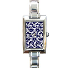 Blue Lace Decorative - Pattern 14th And 15th Century - Italy Vintage Rectangle Italian Charm Watch by ConteMonfrey