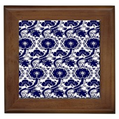 Blue Lace Decorative - Pattern 14th And 15th Century - Italy Vintage Framed Tile by ConteMonfrey