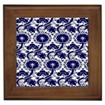 Blue Lace Decorative - Pattern 14th And 15th Century - Italy Vintage Framed Tile Front